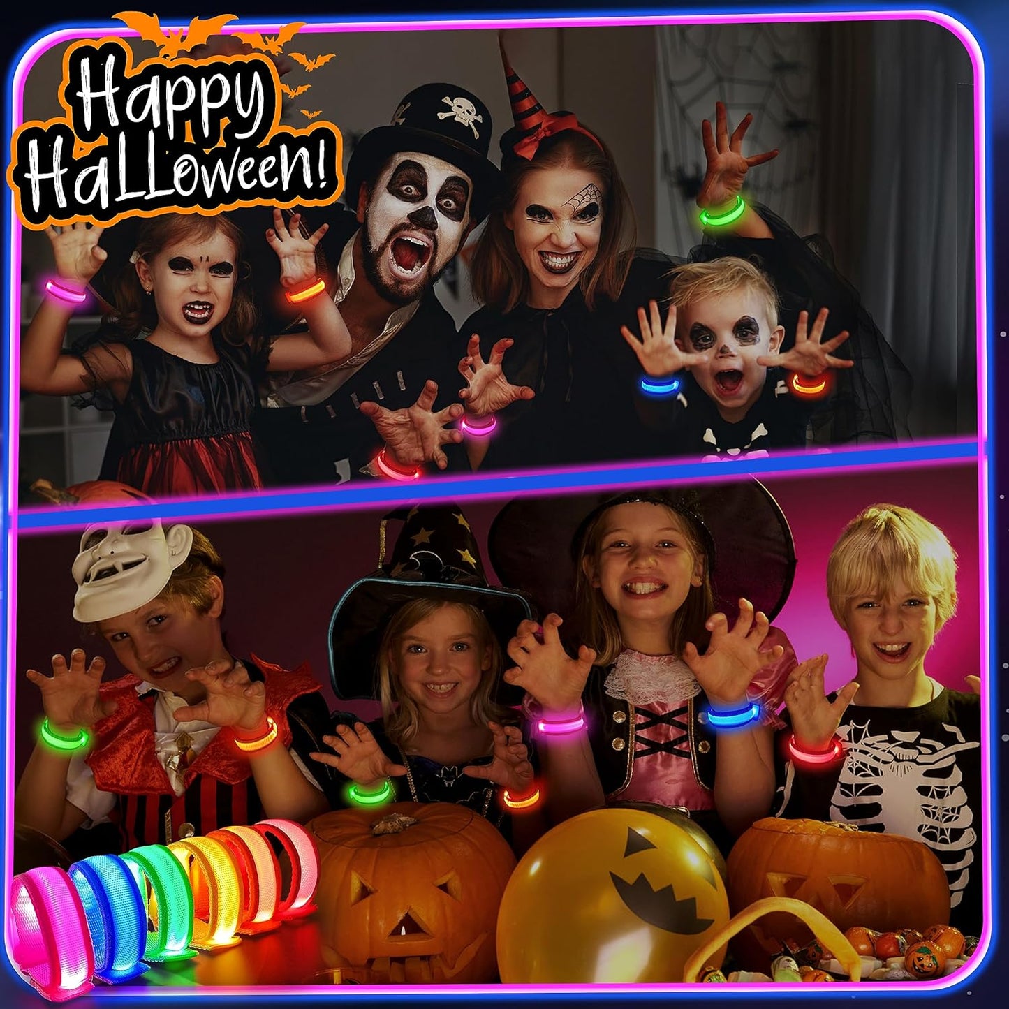 LED Light up Bracelets for Kids & Adults - Glow in the Dark Party Favors