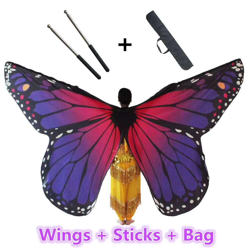 Belly Dance Butterfly Wings Kids Performance Stage Wear Women Dancer Clothes Adult Bellydance Costume Wings Cosplay Moveable
