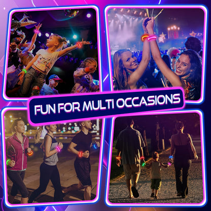 LED Light up Bracelets for Kids & Adults - Glow in the Dark Party Favors
