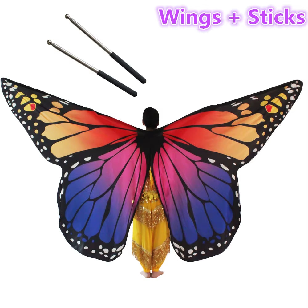Belly Dance Butterfly Wings Kids Performance Stage Wear Women Dancer Clothes Adult Bellydance Costume Wings Cosplay Moveable