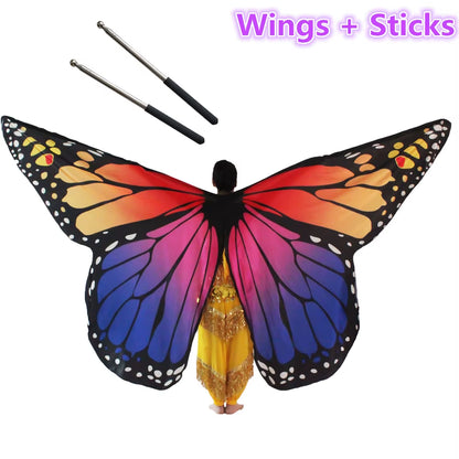 Belly Dance Butterfly Wings Kids Performance Stage Wear Women Dancer Clothes Adult Bellydance Costume Wings Cosplay Moveable