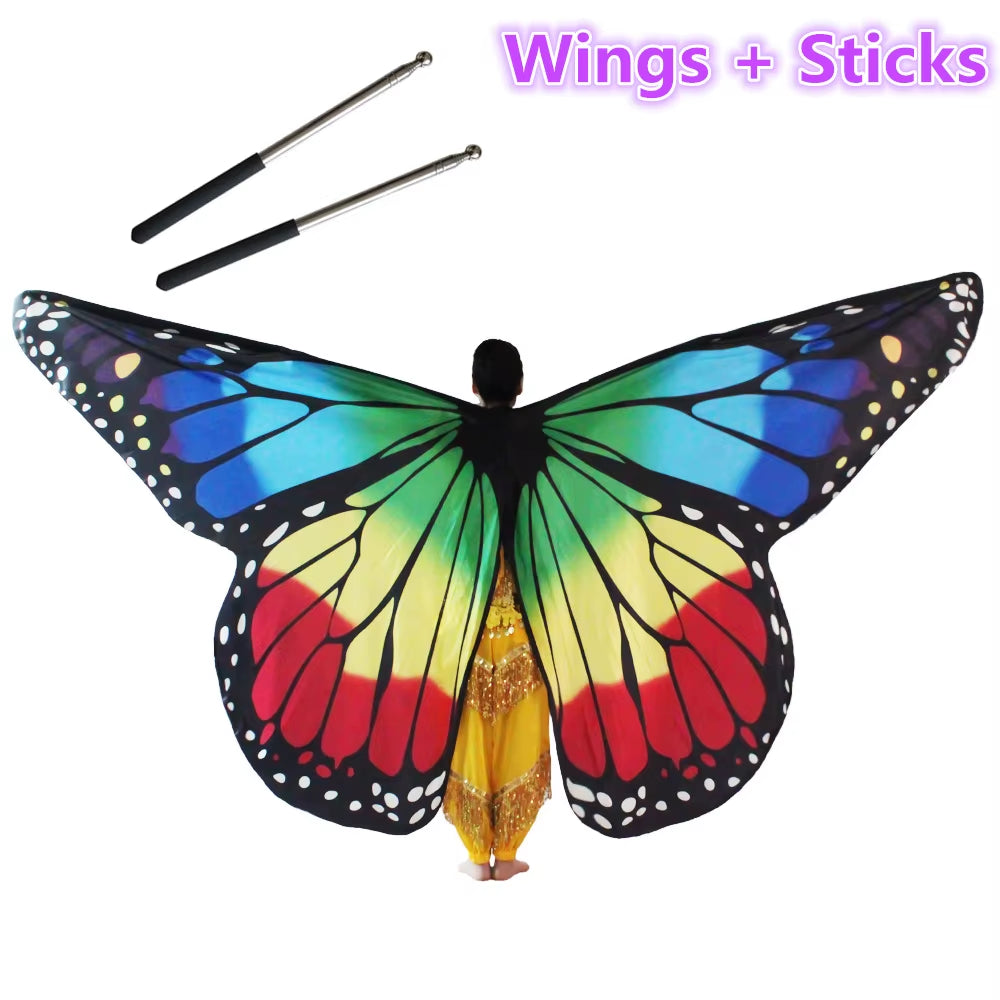 Belly Dance Butterfly Wings Kids Performance Stage Wear Women Dancer Clothes Adult Bellydance Costume Wings Cosplay Moveable