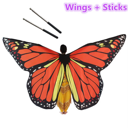Belly Dance Butterfly Wings Kids Performance Stage Wear Women Dancer Clothes Adult Bellydance Costume Wings Cosplay Moveable