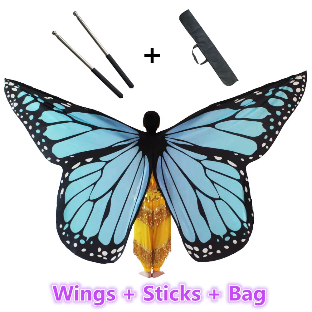 Belly Dance Butterfly Wings Kids Performance Stage Wear Women Dancer Clothes Adult Bellydance Costume Wings Cosplay Moveable