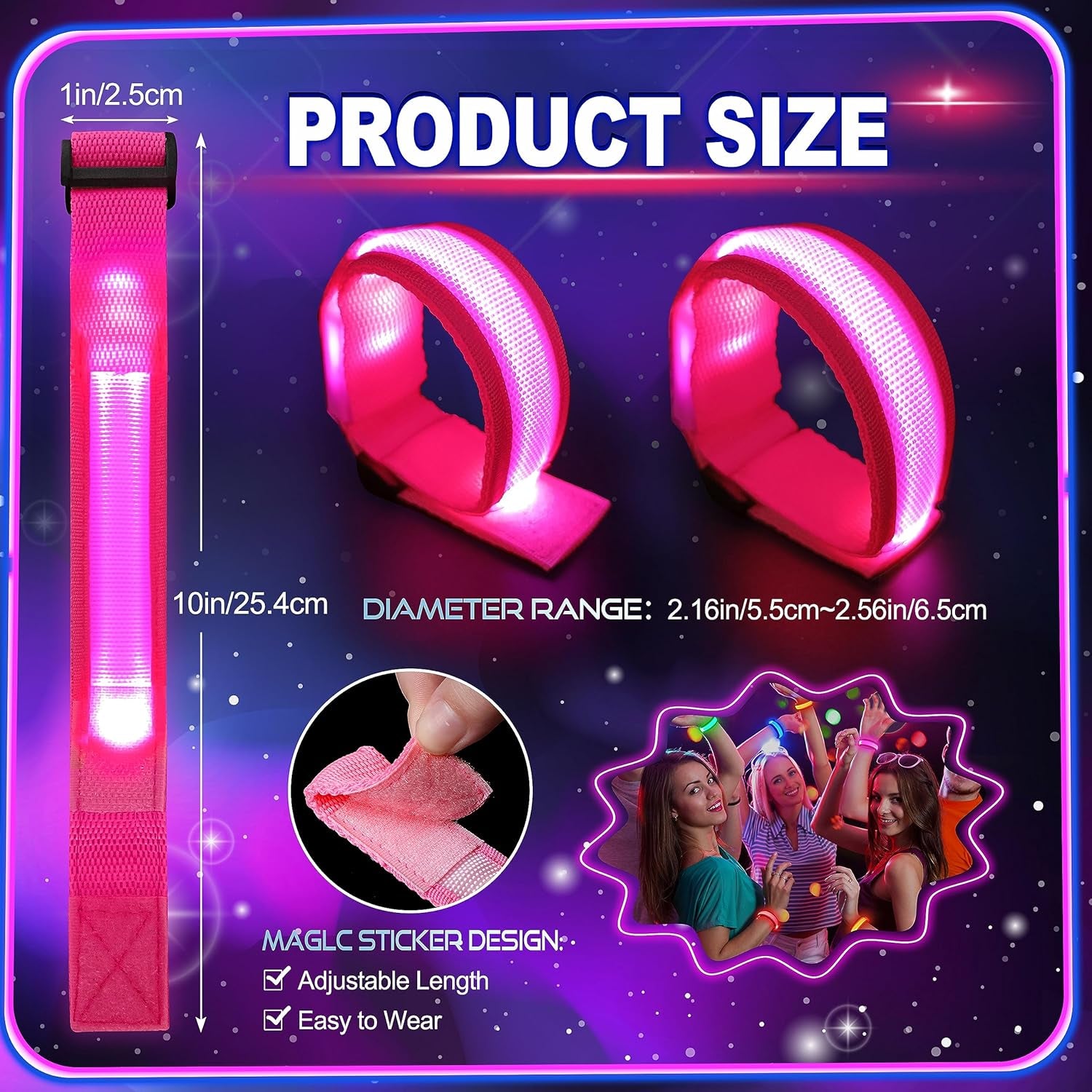 LED Light up Bracelets for Kids & Adults - Glow in the Dark Party Favors