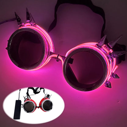Cyberpunk Futuristic Luminous Cosplay Glasses Rave Cyber Light up Goggles LED Glowing Glasses for Man Women Dance Show Props