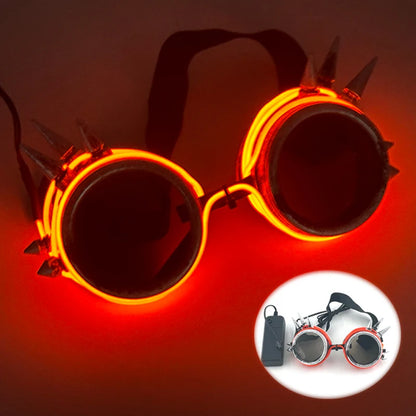 Cyberpunk Futuristic Luminous Cosplay Glasses Rave Cyber Light up Goggles LED Glowing Glasses for Man Women Dance Show Props