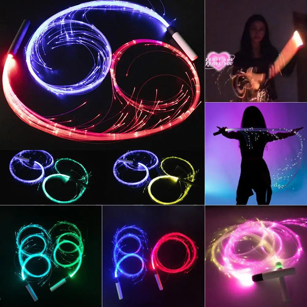 LED Fiber Optic Whip 360° Swivel Super Bright Light up Rave Toy Pixel Flow Lace Dance Festival Night Atmosphere Props for Party