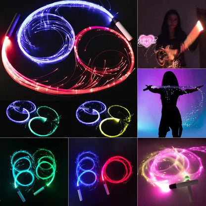 LED Fiber Optic Whip 360° Swivel Super Bright Light up Rave Toy Pixel Flow Lace Dance Festival Night Atmosphere Props for Party