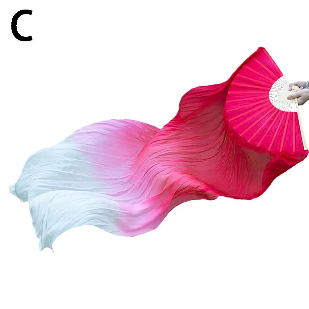 150Cm Ms.Belly Dancing Fan Gradient Color Dancer Practice Long Imitation Dance Props Imitation Silk Fans Belly Dance Fans