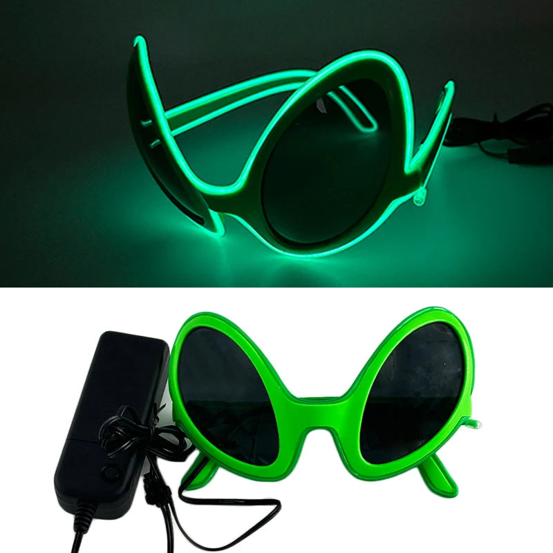 Cyberpunk Futuristic Luminous Cosplay Glasses Rave Cyber Light up Goggles LED Glowing Glasses for Man Women Dance Show Props