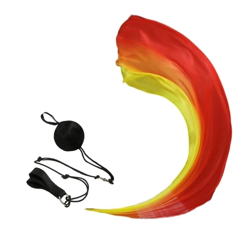 1Pc Silk Veil+1 Pc Poi Chain Ball Women Belly Dance Silk Veil Poi Thrown Balls Stage Performances Props Gifts