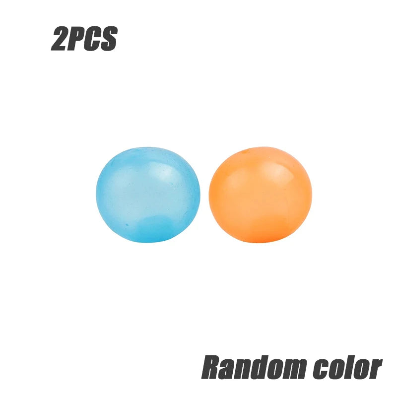 Luminous Wall Target Ball Sucker Sticky Decompression Toys Squeeze Ball for Kid Teen Adult Colorful TPR Toy Balls Color Random