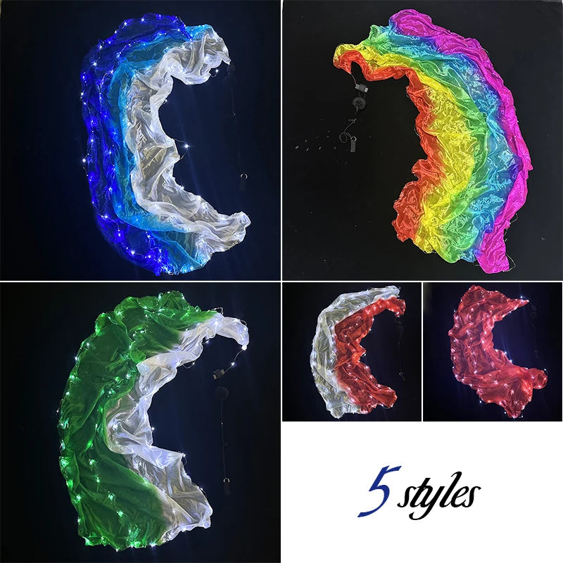 LED Throwing Ball Yarn Simulation Silk Luminous Glowing Ribbon Belly Dance Gymnastics Performance Props Glow Dance Scarf Ball