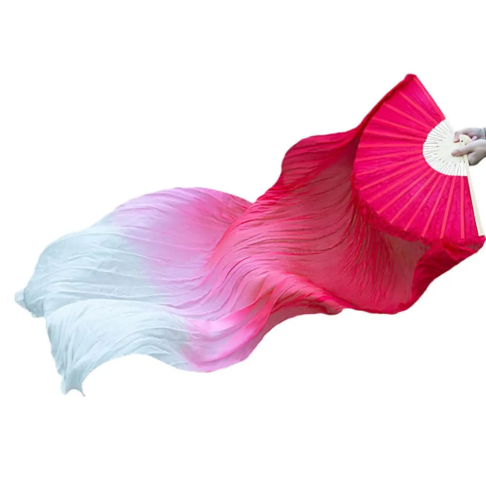 150Cm Ms.Belly Dancing Fan Gradient Color Dancer Practice Long Imitation Dance Props Imitation Silk Fans Belly Dance Fans