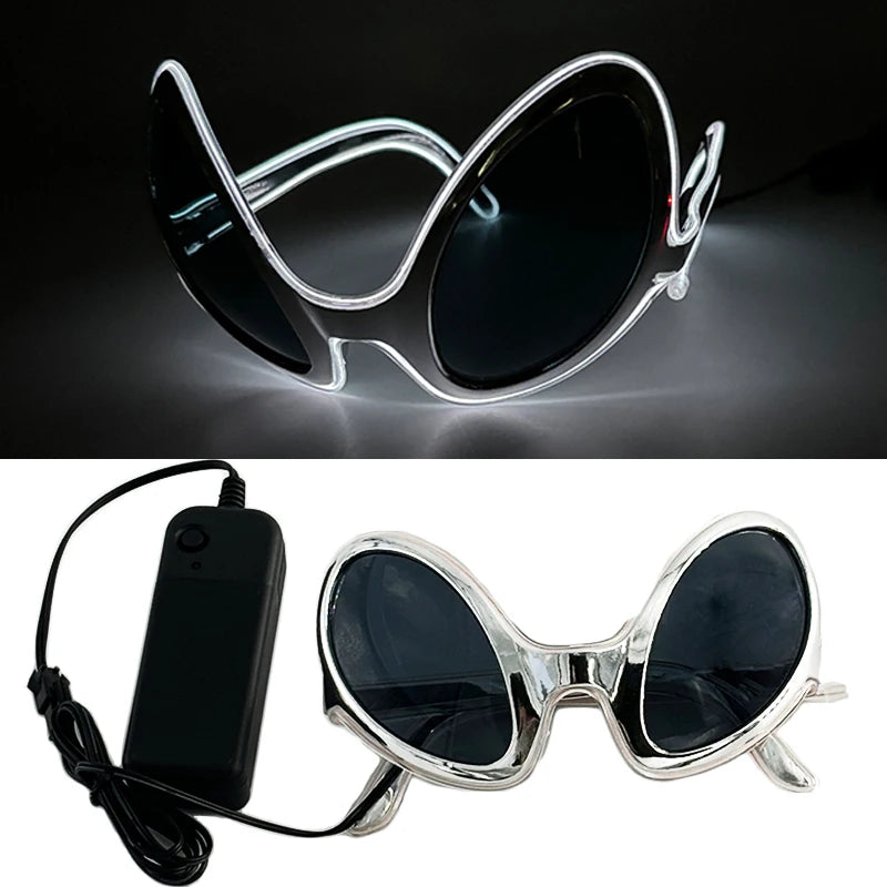 Cyberpunk Futuristic Luminous Cosplay Glasses Rave Cyber Light up Goggles LED Glowing Glasses for Man Women Dance Show Props