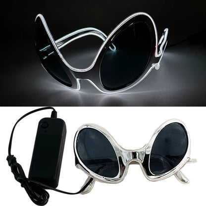 Cyberpunk Futuristic Luminous Cosplay Glasses Rave Cyber Light up Goggles LED Glowing Glasses for Man Women Dance Show Props