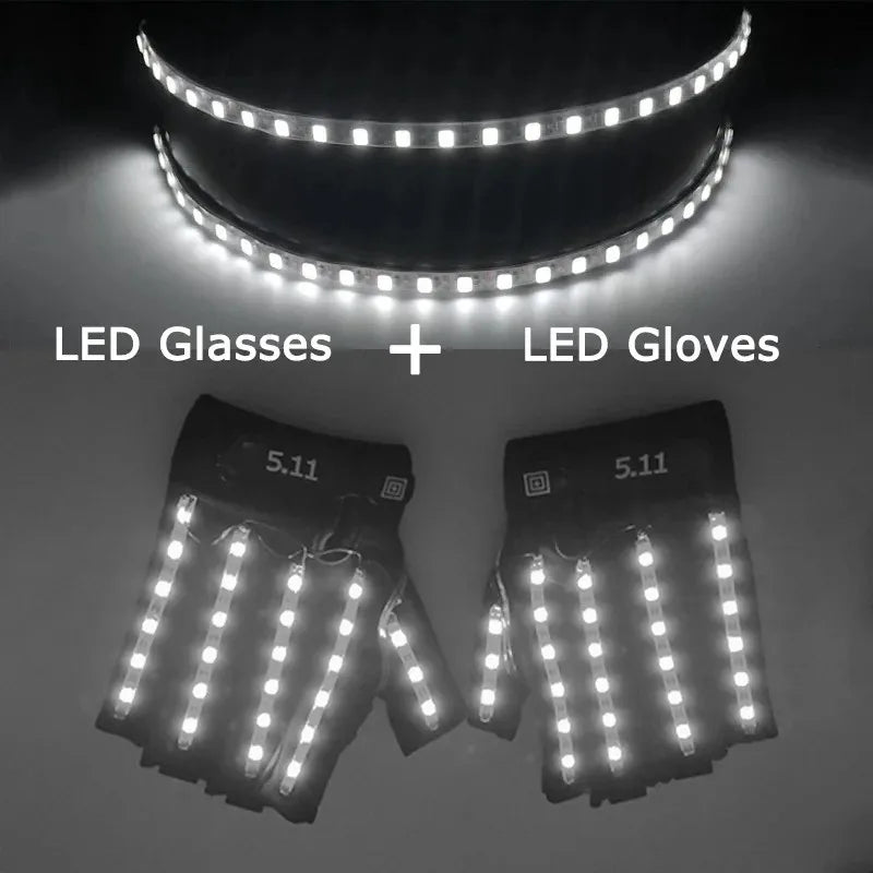 Cyberpunk Futuristic Luminous Cosplay Glasses Rave Cyber Light up Goggles LED Glowing Glasses for Man Women Dance Show Props