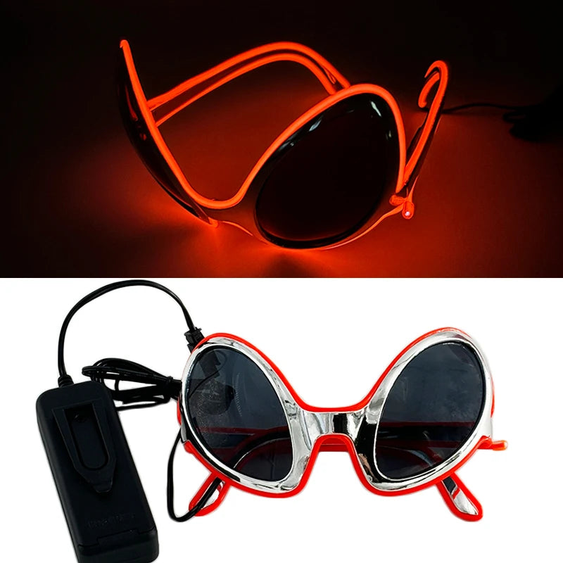 Cyberpunk Futuristic Luminous Cosplay Glasses Rave Cyber Light up Goggles LED Glowing Glasses for Man Women Dance Show Props