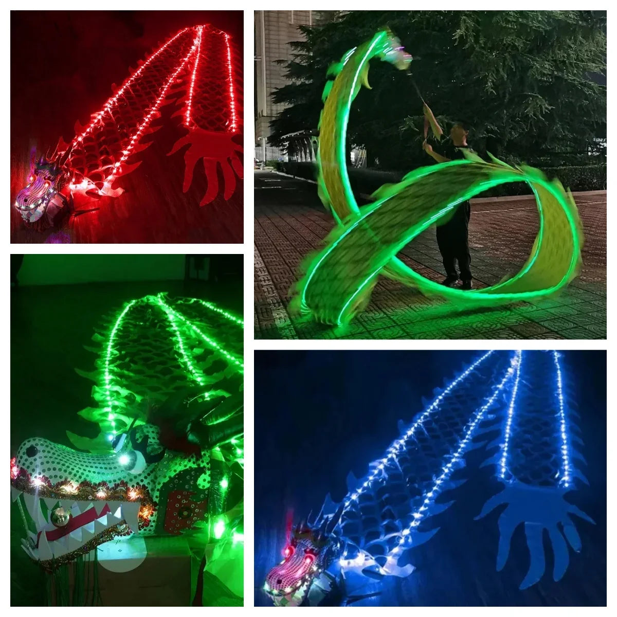 Luminous Dragon Dance Toys Outdoor Fitness Colorful Props Dragon Festival Gifts Children'S Parent-Child Fun Interactive Toys