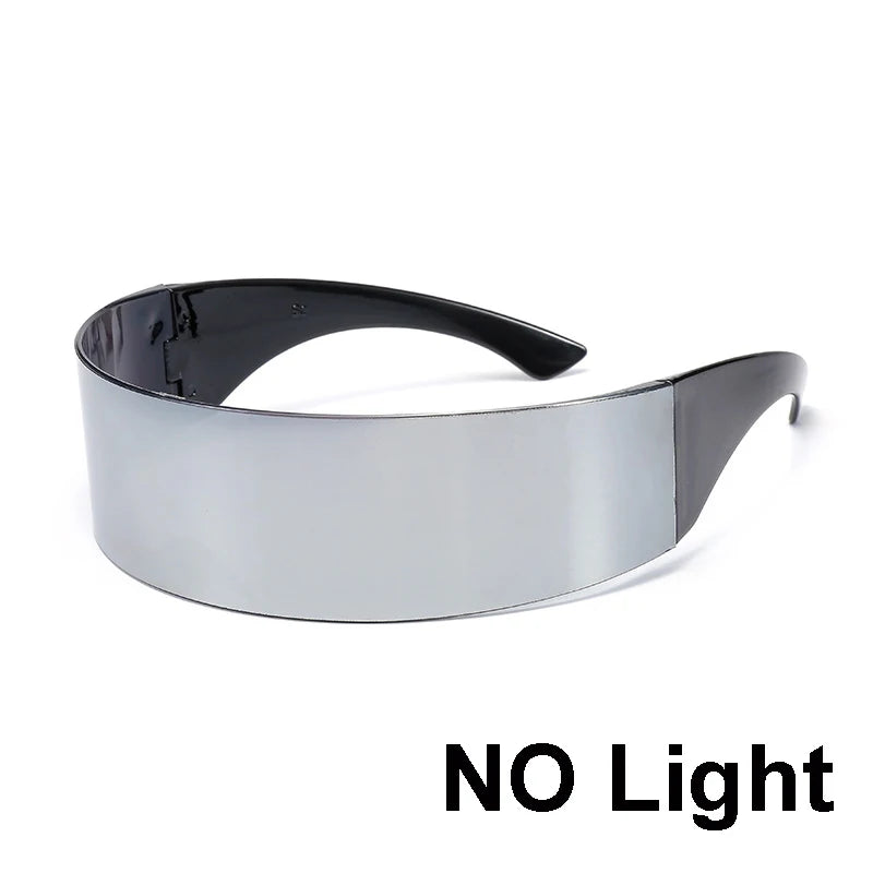 Cyberpunk Futuristic Luminous Cosplay Glasses Rave Cyber Light up Goggles LED Glowing Glasses for Man Women Dance Show Props