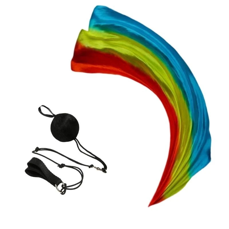 1Pc Silk Veil+1 Pc Poi Chain Ball Women Belly Dance Silk Veil Poi Thrown Balls Stage Performances Props Gifts