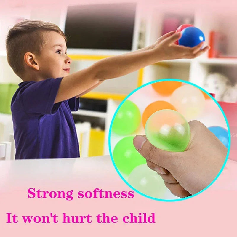 Luminous Wall Target Ball Sucker Sticky Decompression Toys Squeeze Ball for Kid Teen Adult Colorful TPR Toy Balls Color Random