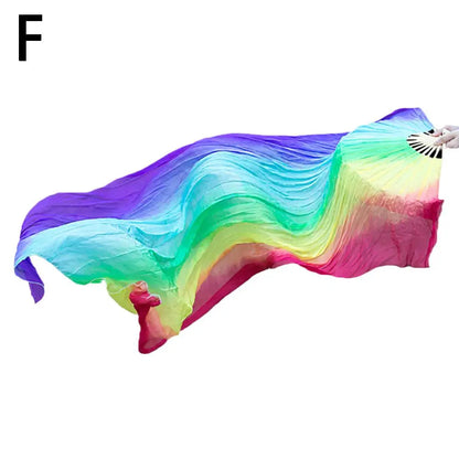 150Cm Ms.Belly Dancing Fan Gradient Color Dancer Practice Long Imitation Dance Props Imitation Silk Fans Belly Dance Fans