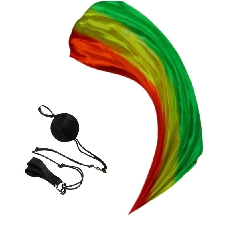 1Pc Silk Veil+1 Pc Poi Chain Ball Women Belly Dance Silk Veil Poi Thrown Balls Stage Performances Props Gifts