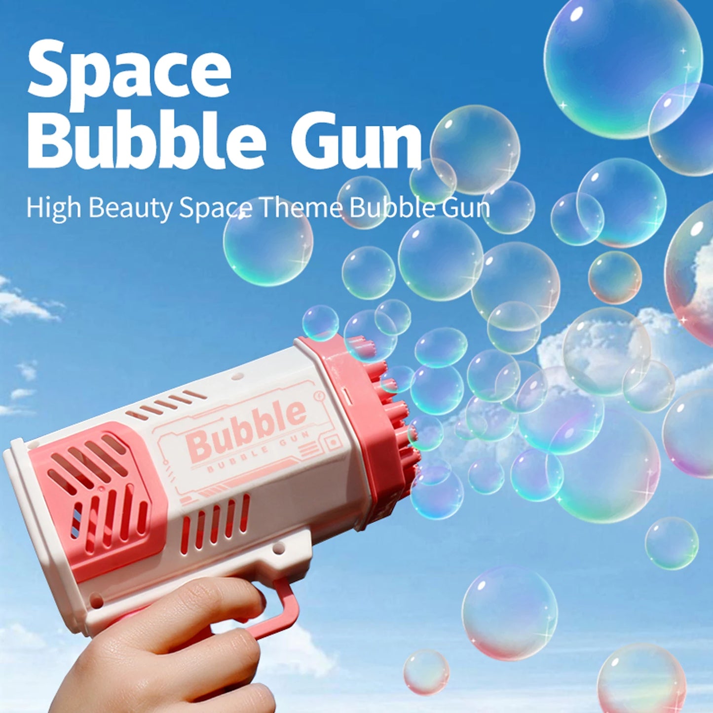 40 Holes Electric Bubble Machine Handheld Automatic Space Light Bubble Gun Kids Outdoor Battle Toys without Bubble Water