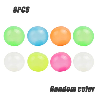 Luminous Wall Target Ball Sucker Sticky Decompression Toys Squeeze Ball for Kid Teen Adult Colorful TPR Toy Balls Color Random