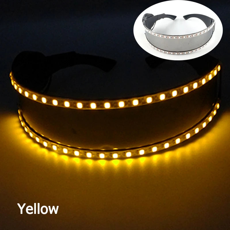 Cyberpunk Futuristic Luminous Cosplay Glasses Rave Cyber Light up Goggles LED Glowing Glasses for Man Women Dance Show Props