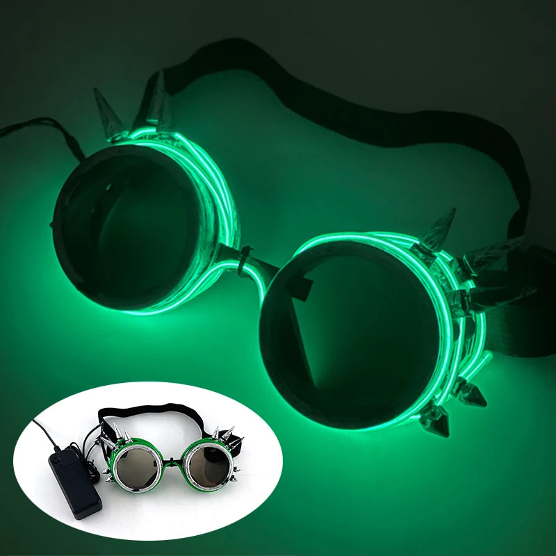 Cyberpunk Futuristic Luminous Cosplay Glasses Rave Cyber Light up Goggles LED Glowing Glasses for Man Women Dance Show Props
