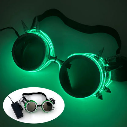 Cyberpunk Futuristic Luminous Cosplay Glasses Rave Cyber Light up Goggles LED Glowing Glasses for Man Women Dance Show Props
