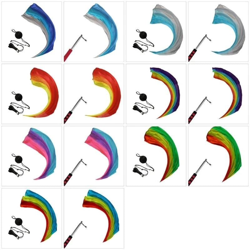 1Pc Silk Veil+1 Pc Poi Chain Ball Women Belly Dance Silk Veil Poi Thrown Balls Stage Performances Props Gifts