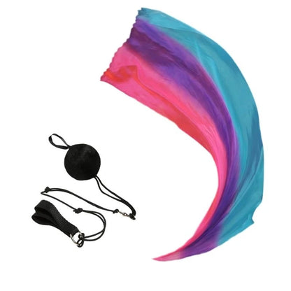 1Pc Silk Veil+1 Pc Poi Chain Ball Women Belly Dance Silk Veil Poi Thrown Balls Stage Performances Props Gifts