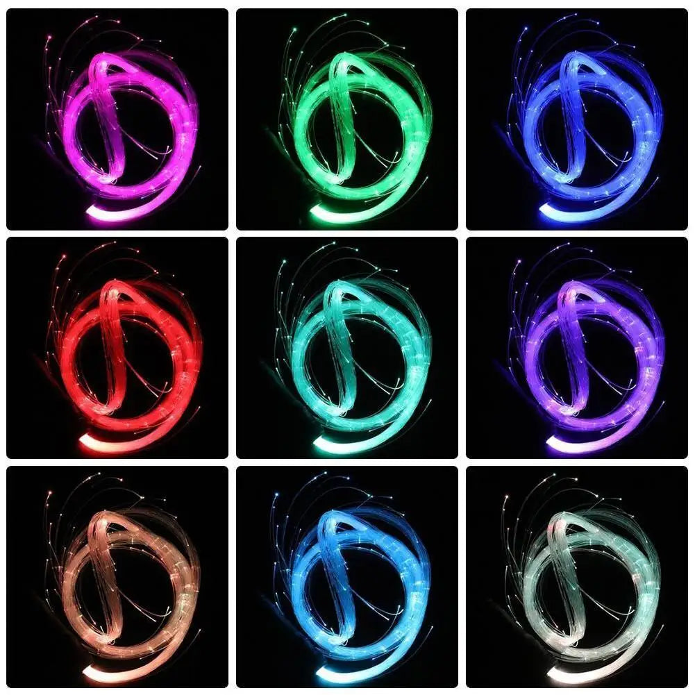 LED Fiber Optic Whip 360° Swivel Super Bright Light up Rave Toy Pixel Flow Lace Dance Festival Night Atmosphere Props for Party