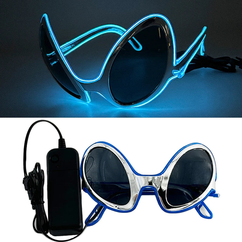 Cyberpunk Futuristic Luminous Cosplay Glasses Rave Cyber Light up Goggles LED Glowing Glasses for Man Women Dance Show Props