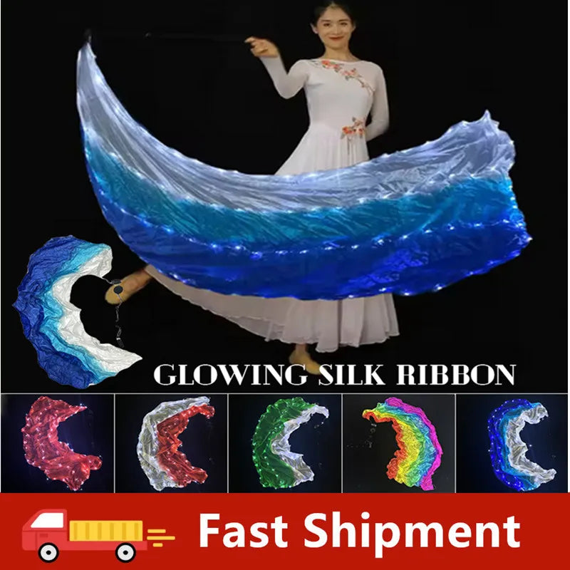 LED Throwing Ball Yarn Simulation Silk Luminous Glowing Ribbon Belly Dance Gymnastics Performance Props Glow Dance Scarf Ball