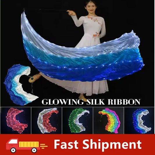 LED Throwing Ball Yarn Simulation Silk Luminous Glowing Ribbon Belly Dance Gymnastics Performance Props Glow Dance Scarf Ball