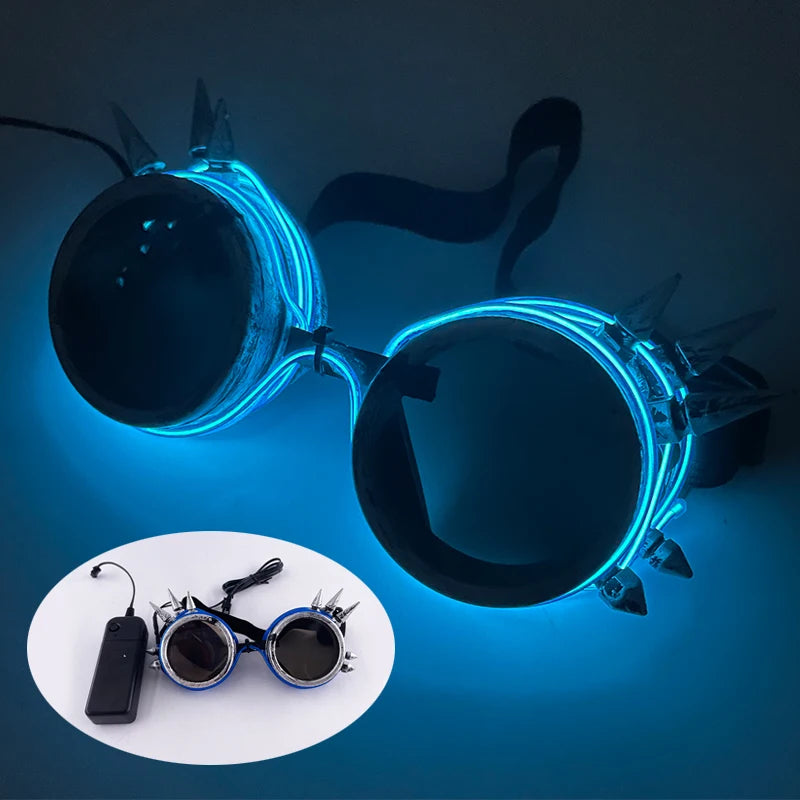 Cyberpunk Futuristic Luminous Cosplay Glasses Rave Cyber Light up Goggles LED Glowing Glasses for Man Women Dance Show Props