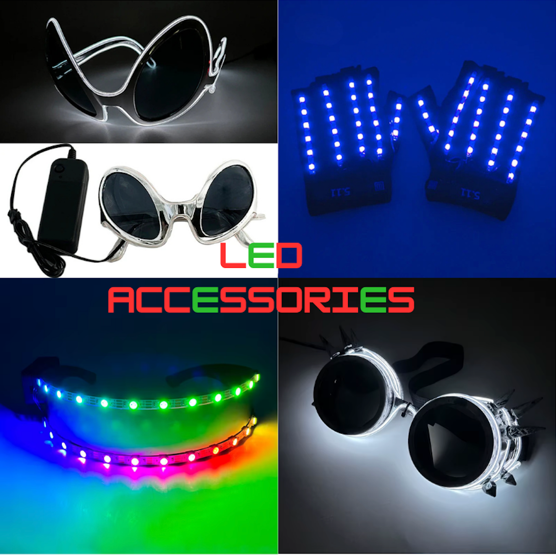 Cyberpunk Futuristic Luminous Cosplay Glasses Rave Cyber Light up Goggles LED Glowing Glasses for Man Women Dance Show Props