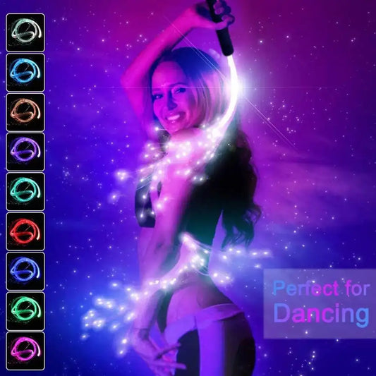 LED Fiber Optic Whip 360° Swivel Super Bright Light up Rave Toy Pixel Flow Lace Dance Festival Night Atmosphere Props for Party