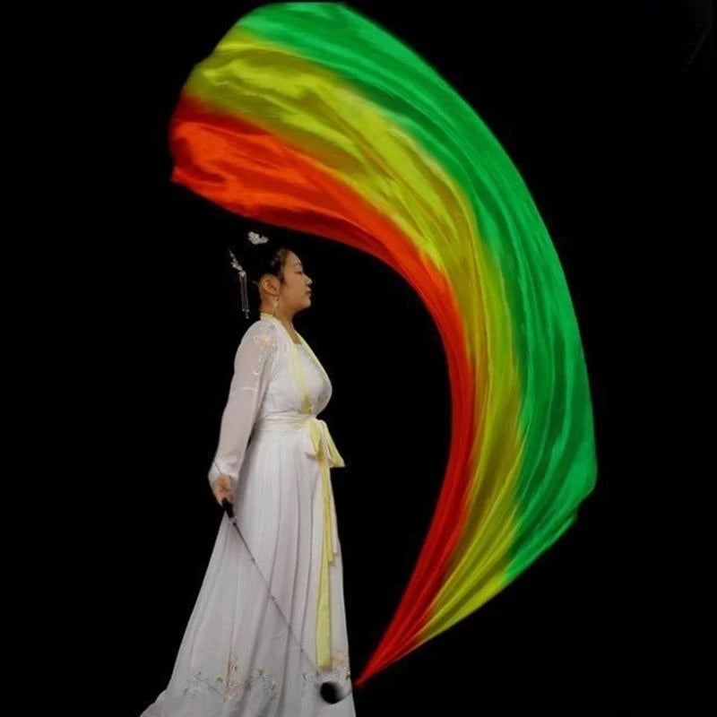 1Pc Silk Veil+1 Pc Poi Chain Ball Women Belly Dance Silk Veil Poi Thrown Balls Stage Performances Props Gifts