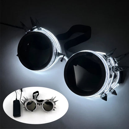 Cyberpunk Futuristic Luminous Cosplay Glasses Rave Cyber Light up Goggles LED Glowing Glasses for Man Women Dance Show Props