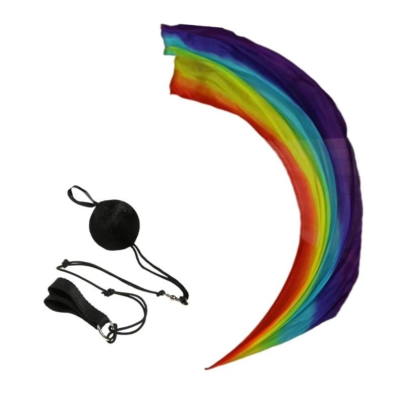 1Pc Silk Veil+1 Pc Poi Chain Ball Women Belly Dance Silk Veil Poi Thrown Balls Stage Performances Props Gifts