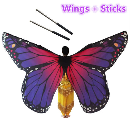 Belly Dance Butterfly Wings Kids Performance Stage Wear Women Dancer Clothes Adult Bellydance Costume Wings Cosplay Moveable