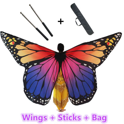 Belly Dance Butterfly Wings Kids Performance Stage Wear Women Dancer Clothes Adult Bellydance Costume Wings Cosplay Moveable